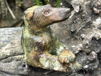Hand Made Leopard Stone Collie Dog Carving x 1 From Zimbabwe