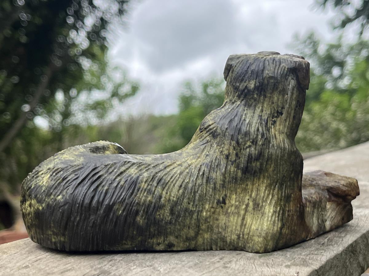 Hand Made Leopard Stone Collie Dog Carving x 1 From Zimbabwe