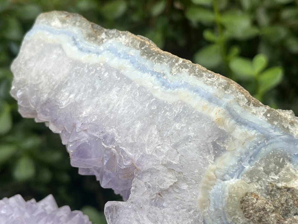 Natural Blue Lace Agate Amethyst Centred Specimen x 1 From Nsanje, Malawi