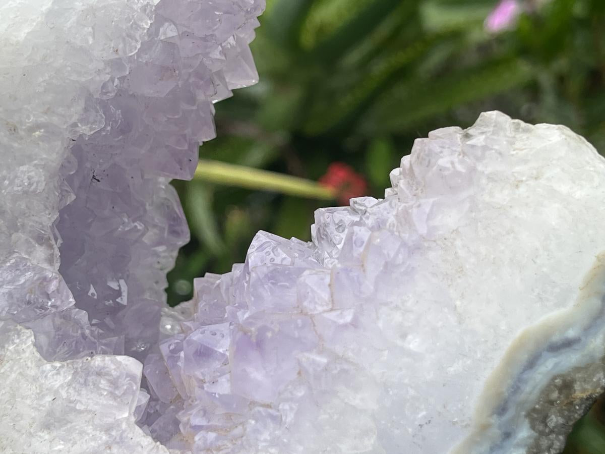 Natural Blue Lace Agate Amethyst Centred Specimen x 1 From Nsanje, Malawi