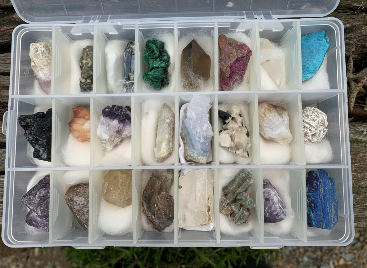 Natural Mixed Set of 24 Crystalline Mineral Specimens - Sold Per Set - From Southern Africa