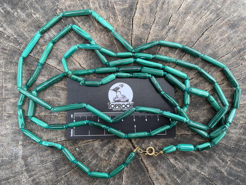Hand Made Pair of Cylindrical Malachite Bead Necklaces x 1 From the Congo