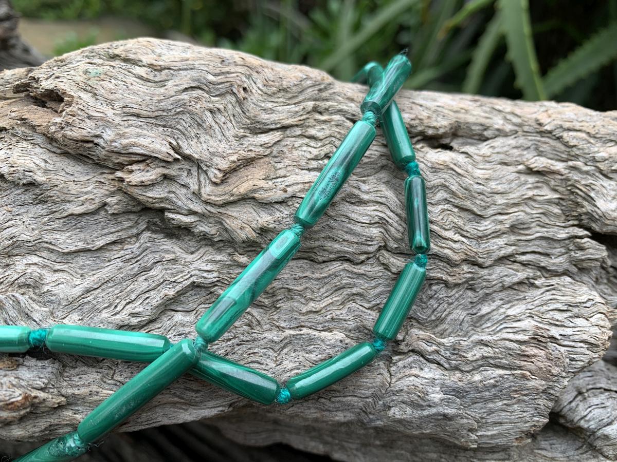 Hand Made Pair of Cylindrical Malachite Bead Necklaces x 1 From the Congo