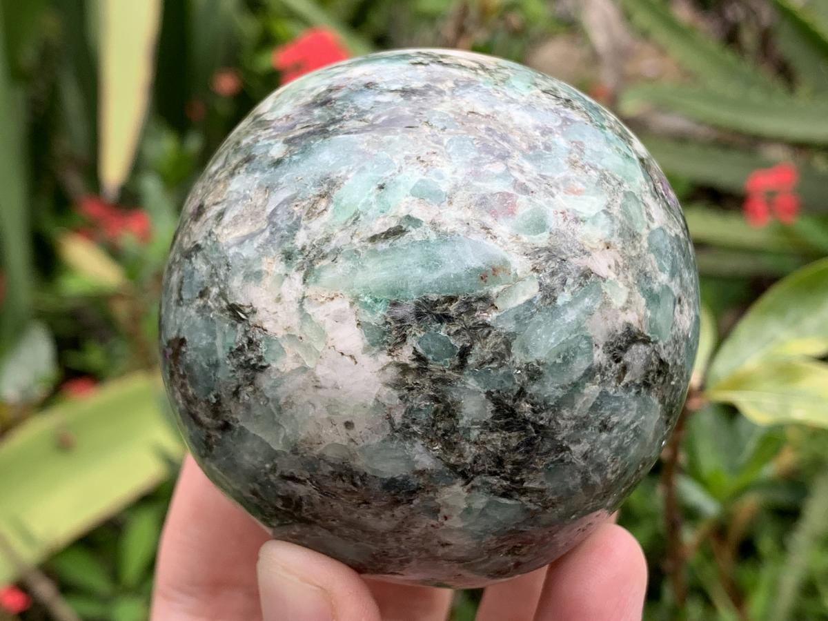 Polished Rare Mutokolite Emerald Muscovite Mica Sphere x 1 From Mutoko, Zimbabwe