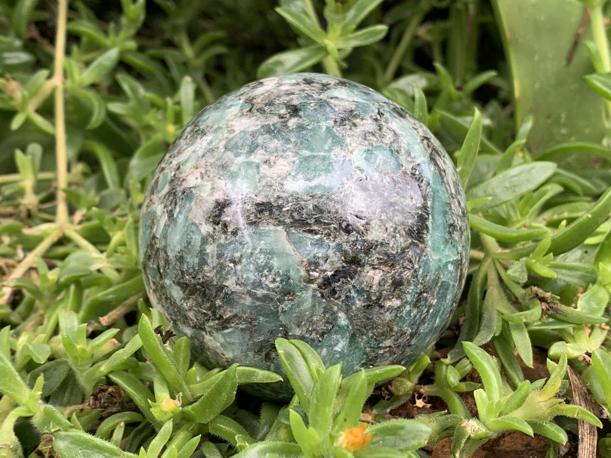 Polished Rare Mutokolite Emerald Muscovite Mica Sphere x 1 From Mutoko, Zimbabwe