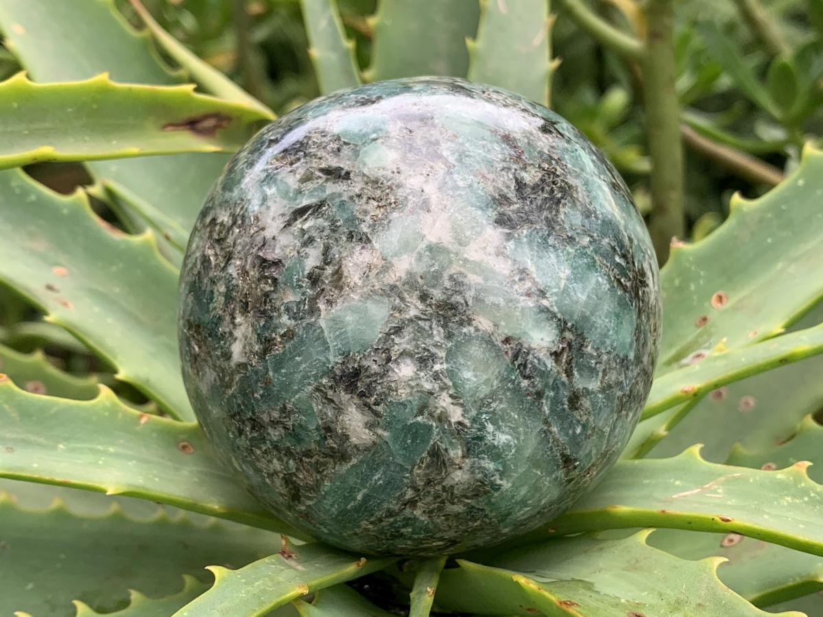 Polished Rare Mutokolite Emerald Muscovite Mica Sphere x 1 From Mutoko, Zimbabwe