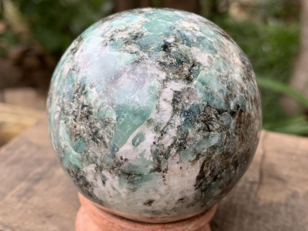 Polished Rare Mutokolite Emerald Muscovite Mica Sphere x 1 From Mutoko, Zimbabwe