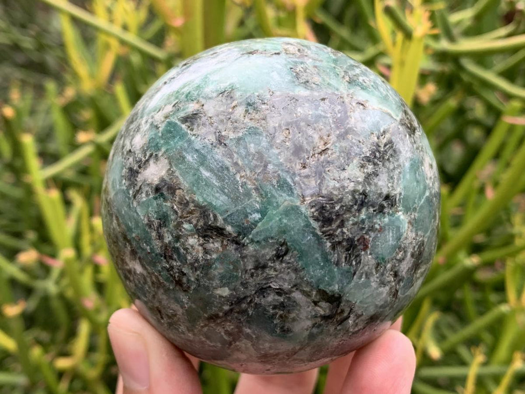 Polished Rare Mutokolite Emerald Muscovite Mica Sphere x 1 From Mutoko, Zimbabwe