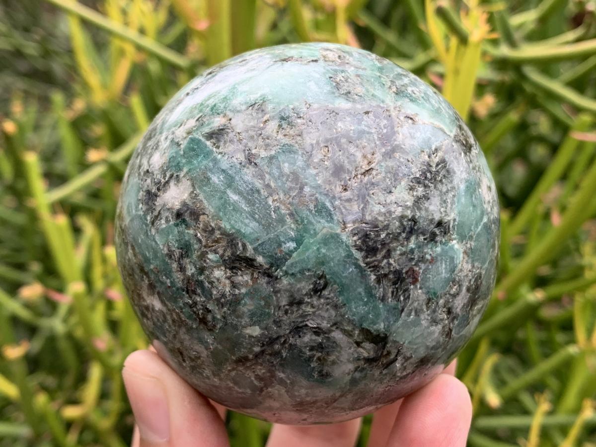 Polished Rare Mutokolite Emerald Muscovite Mica Sphere x 1 From Mutoko, Zimbabwe