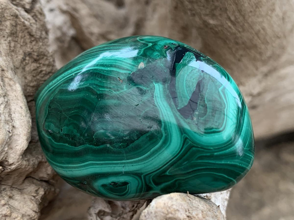 Polished Pair of Beautifully Patterned Malachite Free Forms x 1 From the Congo