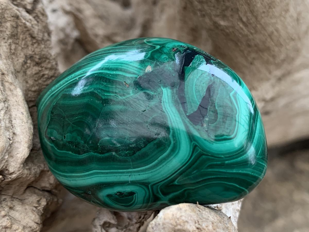 Polished Pair of Beautifully Patterned Malachite Free Forms x 1 From the Congo