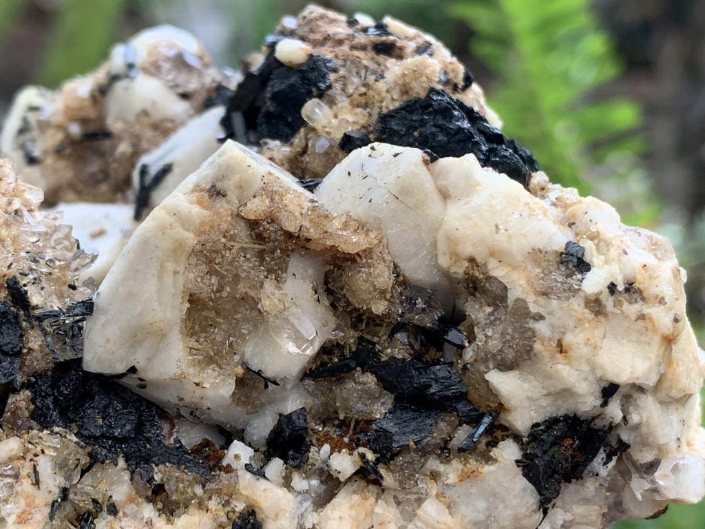 Natural White Orthoclase, Black Aegirine, Zircon and Quartz Specimen x 1 From Zomba Malosa, Malawi
