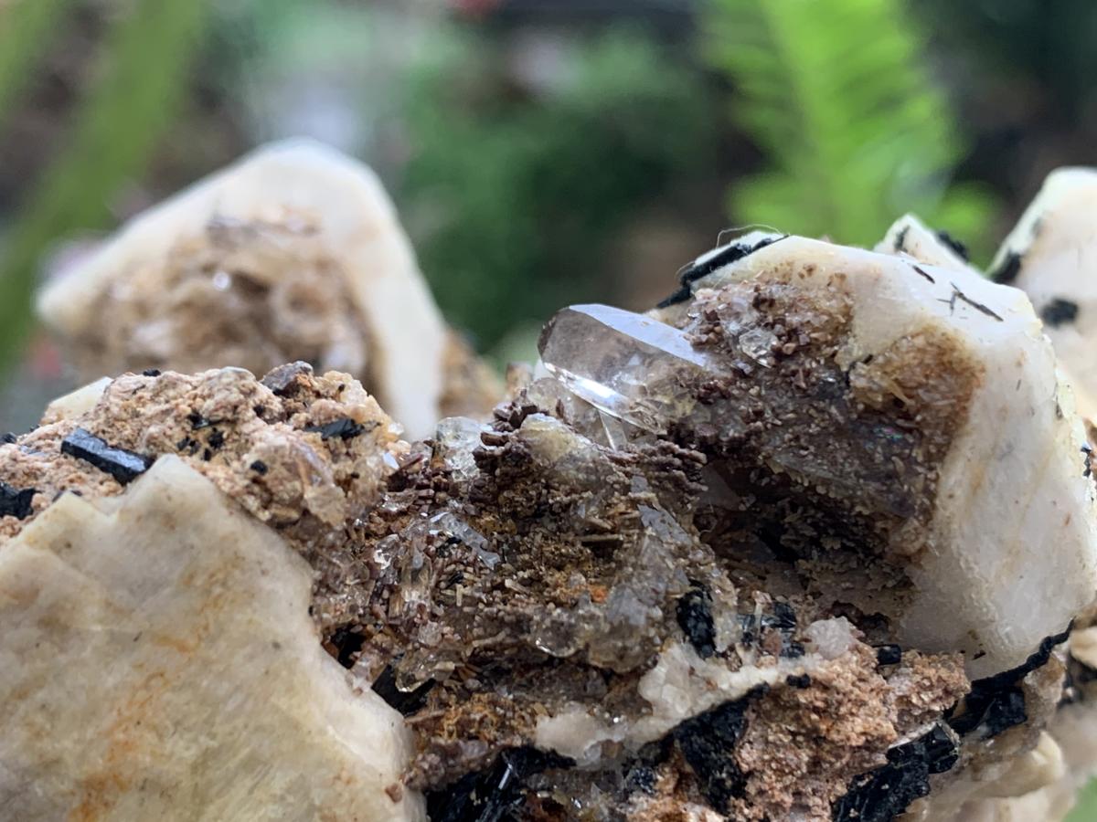 Natural White Orthoclase, Black Aegirine, Zircon and Quartz Specimen x 1 From Zomba Malosa, Malawi