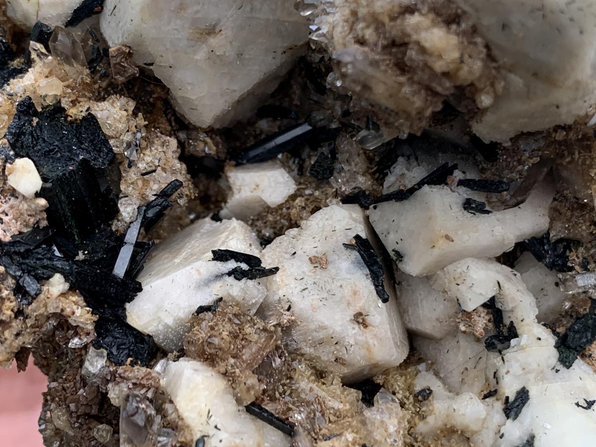 Natural White Orthoclase, Black Aegirine, Zircon and Quartz Specimen x 1 From Zomba Malosa, Malawi