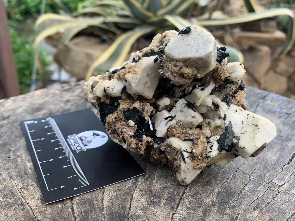 Natural White Orthoclase, Black Aegirine, Zircon and Quartz Specimen x 1 From Zomba Malosa, Malawi