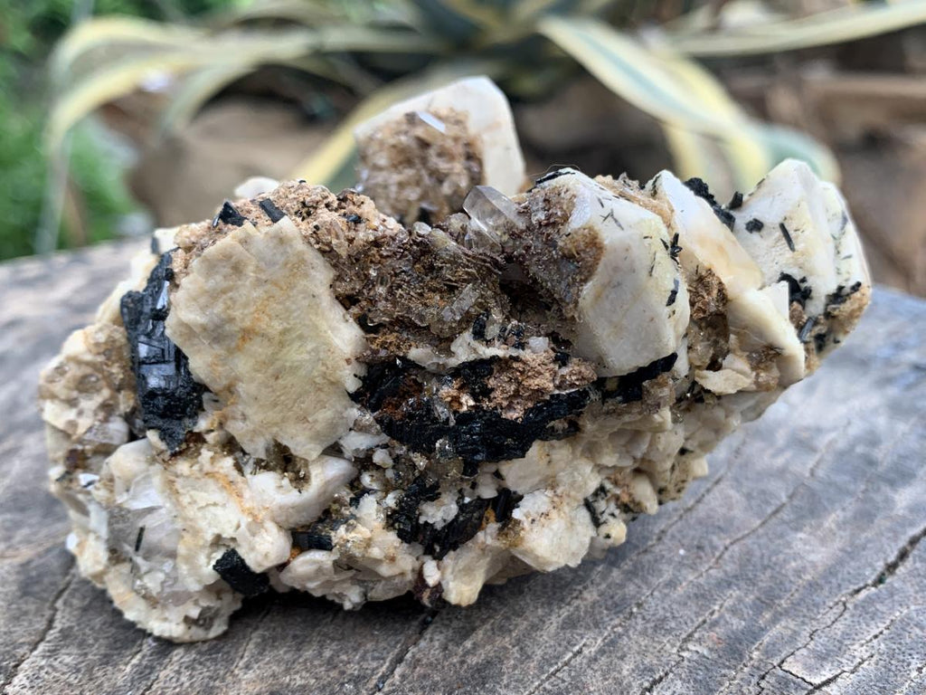Natural White Orthoclase, Black Aegirine, Zircon and Quartz Specimen x 1 From Zomba Malosa, Malawi