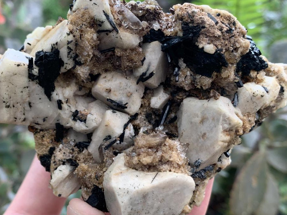 Natural White Orthoclase, Black Aegirine, Zircon and Quartz Specimen x 1 From Zomba Malosa, Malawi