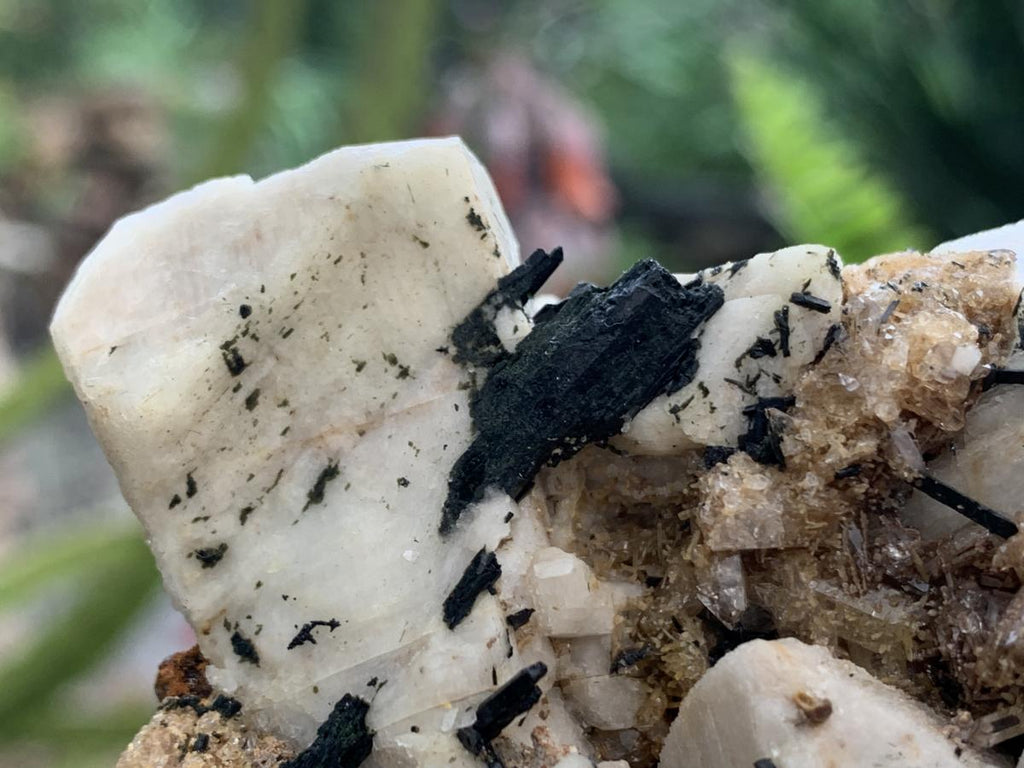 Natural White Orthoclase, Black Aegirine, Zircon and Quartz Specimen x 1 From Zomba Malosa, Malawi