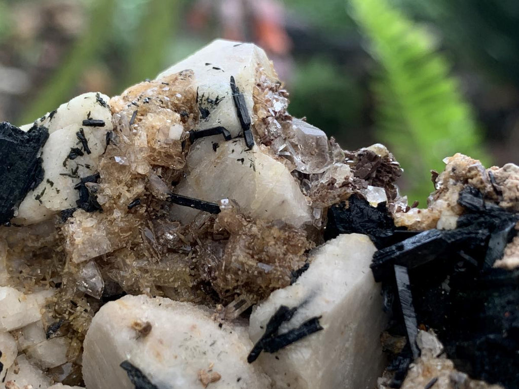 Natural White Orthoclase, Black Aegirine, Zircon and Quartz Specimen x 1 From Zomba Malosa, Malawi