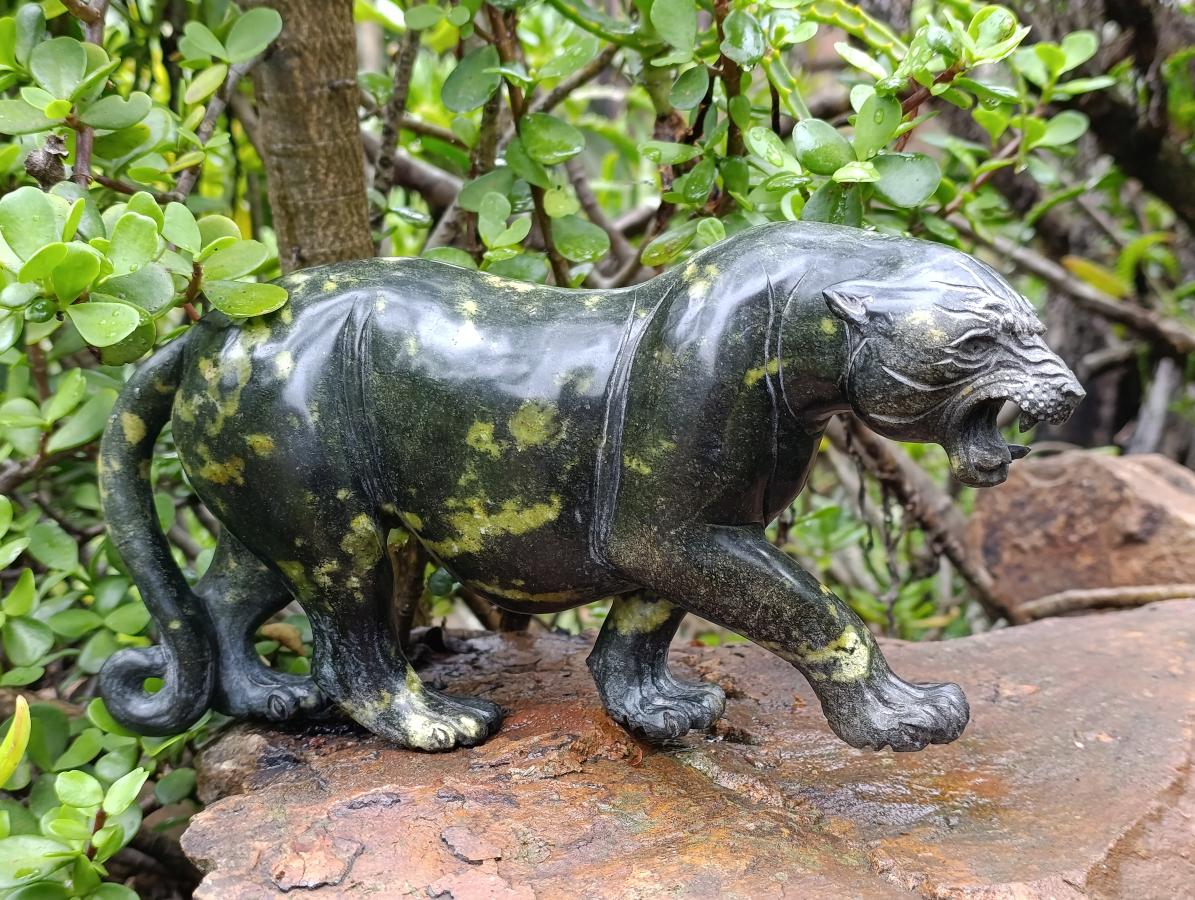 Hand Made XL Leopard Stone Leopard Carving x 1 From Nyanga, Zimbabwe