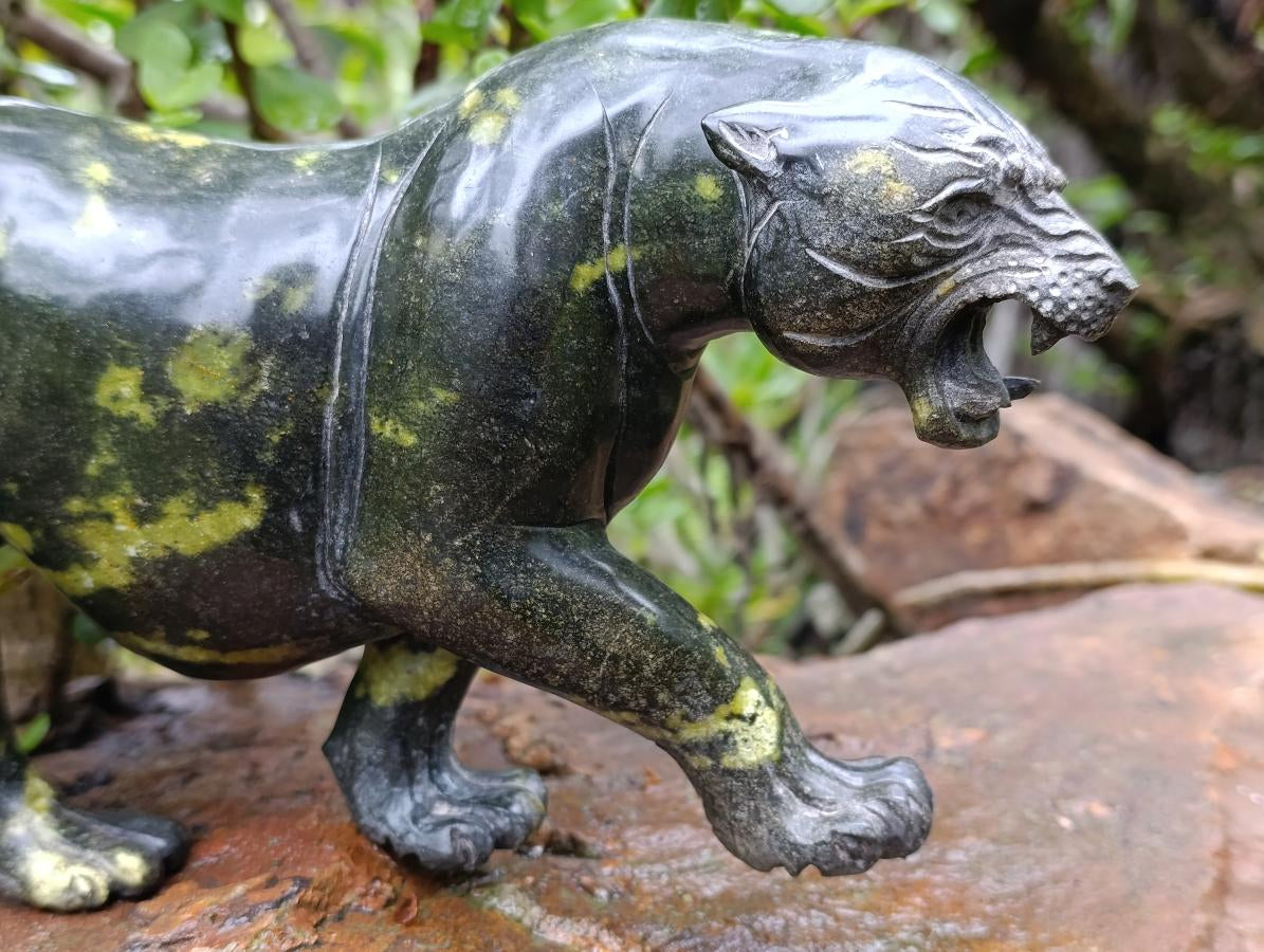 Hand Made XL Leopard Stone Leopard Carving x 1 From Nyanga, Zimbabwe