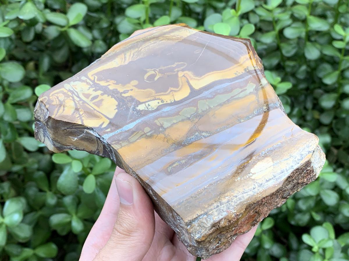 Polished on One Side Nguni Jasper Slice with Silver Hematite x 1 From Northern Cape, South Africa