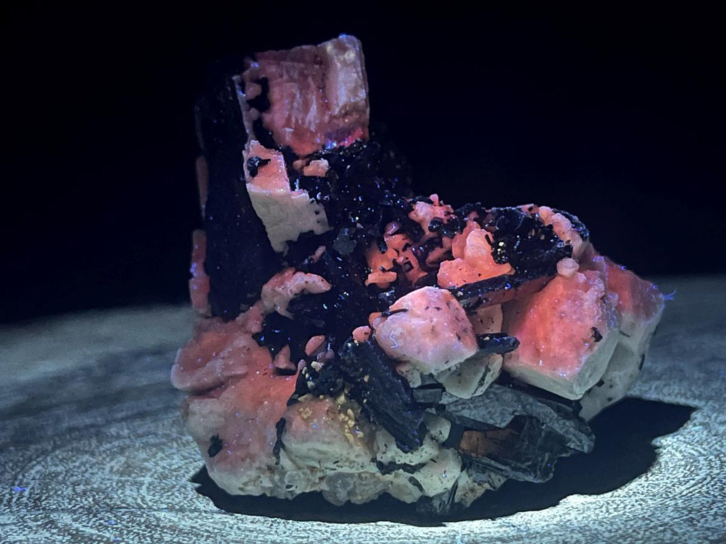 Natural Black Aegirine Crystals in White Orthoclase x 1 From Zomba Malosa, Malawi