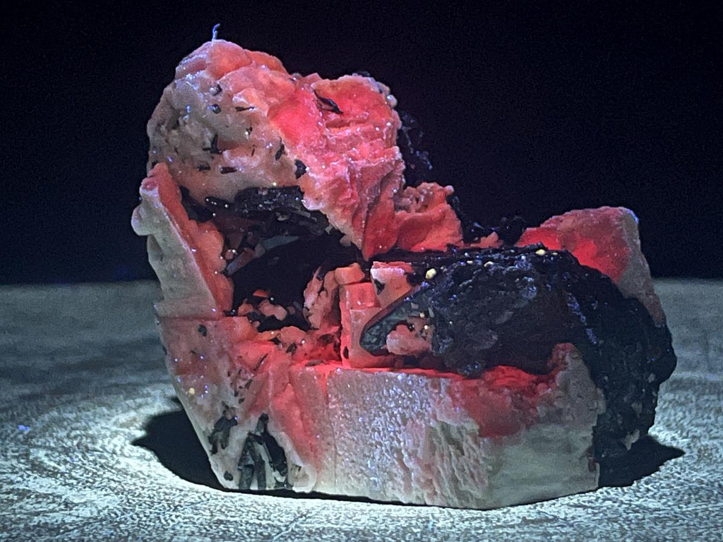 Natural Black Aegirine Crystals in White Orthoclase x 1 From Zomba Malosa, Malawi