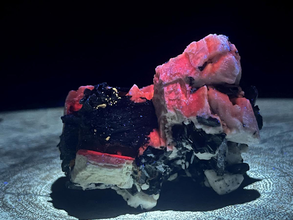 Natural Black Aegirine Crystals in White Orthoclase x 1 From Zomba Malosa, Malawi