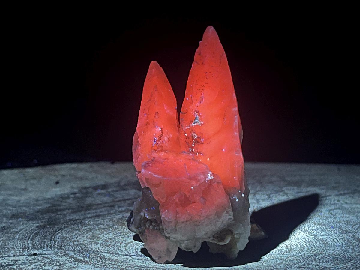 Natural Fluorescent Twin Spearhead Calcite Group x 1 From Albert's Mountain, Lesotho