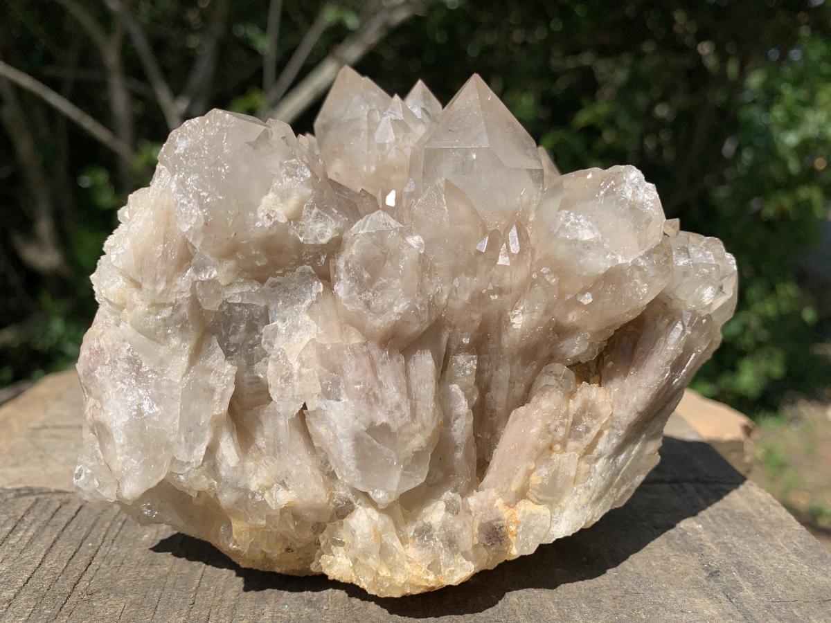 Natural White Phantom Cascading Smokey Quartz Crystal Cluster x 1 From Luena, Congo