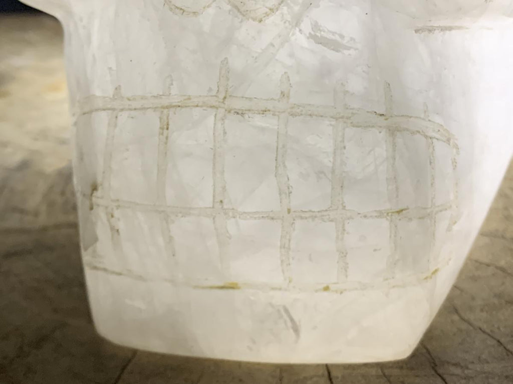 Hand Made Large White Quartz Crystal Skull Carving x 1 From Madagascar