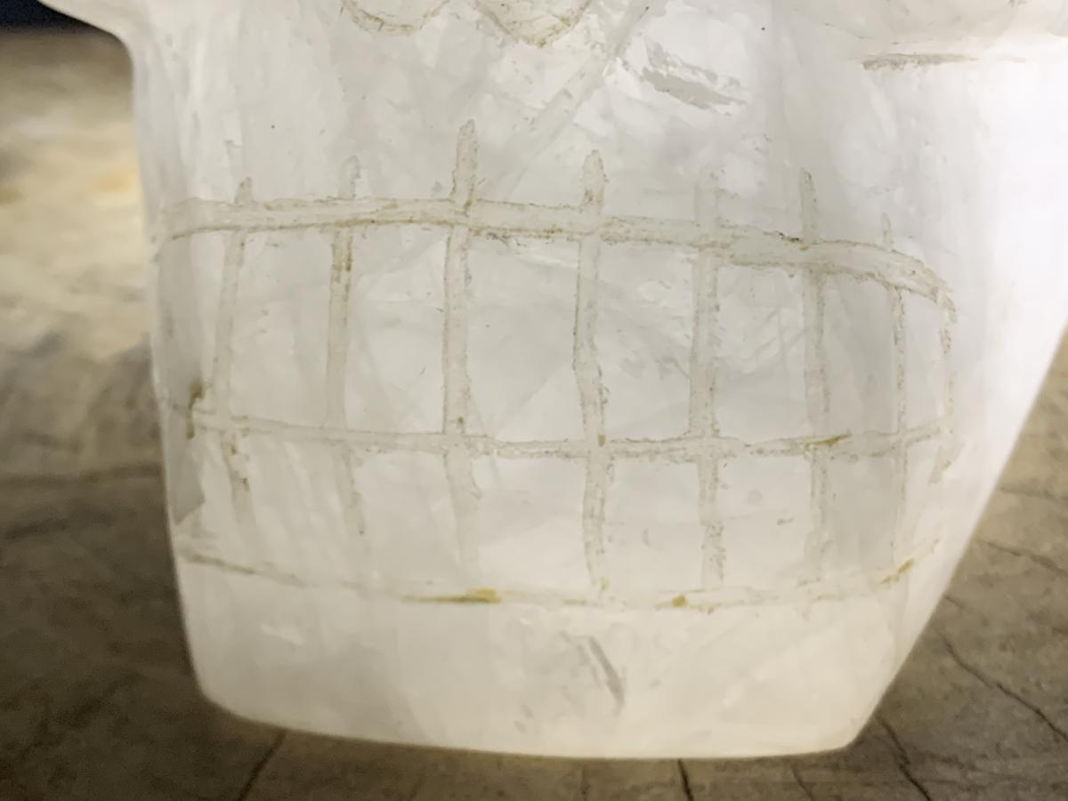 Hand Made Large White Quartz Crystal Skull Carving x 1 From Madagascar