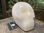 Hand Made Large White Quartz Crystal Skull Carving x 1 From Madagascar