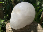Hand Made Large White Quartz Crystal Skull Carving x 1 From Madagascar