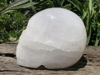 Hand Made Large White Quartz Crystal Skull Carving x 1 From Madagascar