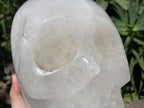 Hand Made Large White Quartz Crystal Skull Carving x 1 From Madagascar