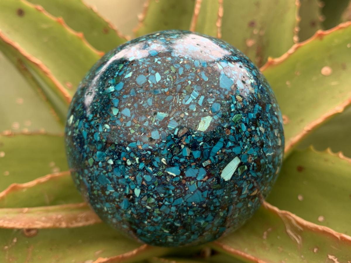 Hand Made Chrysocolla Conglomerate Sphere x 1 From Congo