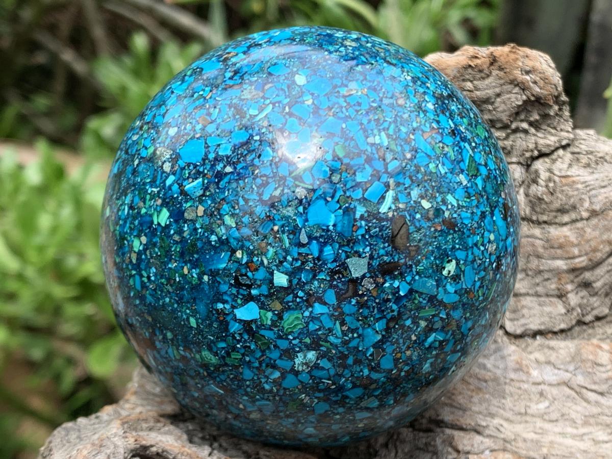 Hand Made Chrysocolla Conglomerate Sphere x 1 From Congo