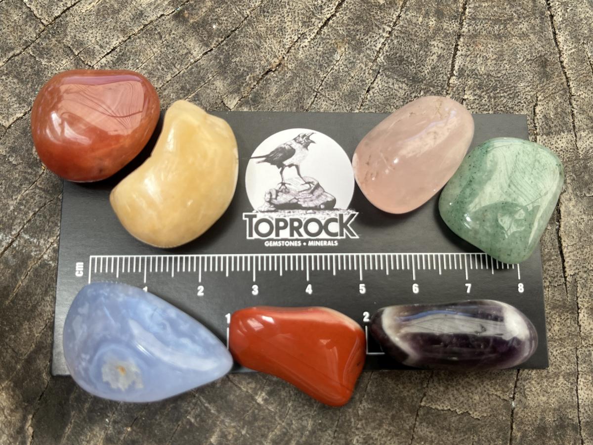 Polished Gemstone Chakra Set of Seven Stones - Sold Per Set - From Southern Africa