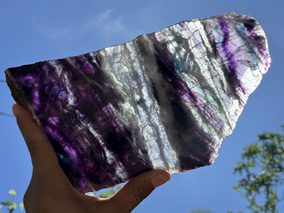 Polished Large Watermelon Fluorite Slice x 1 From Uis, Namibia