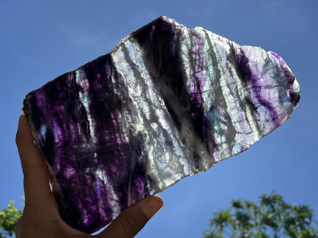 Polished Large Watermelon Fluorite Slice x 1 From Uis, Namibia