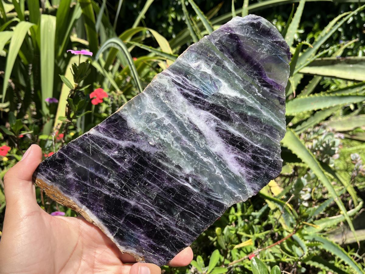 Polished Large Watermelon Fluorite Slice x 1 From Uis, Namibia