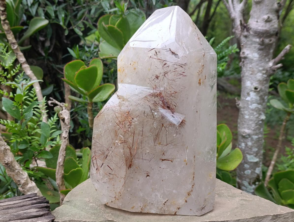 Polished XL Gold and Copper Rutile Quartz Crystal x 1 From Madagascar