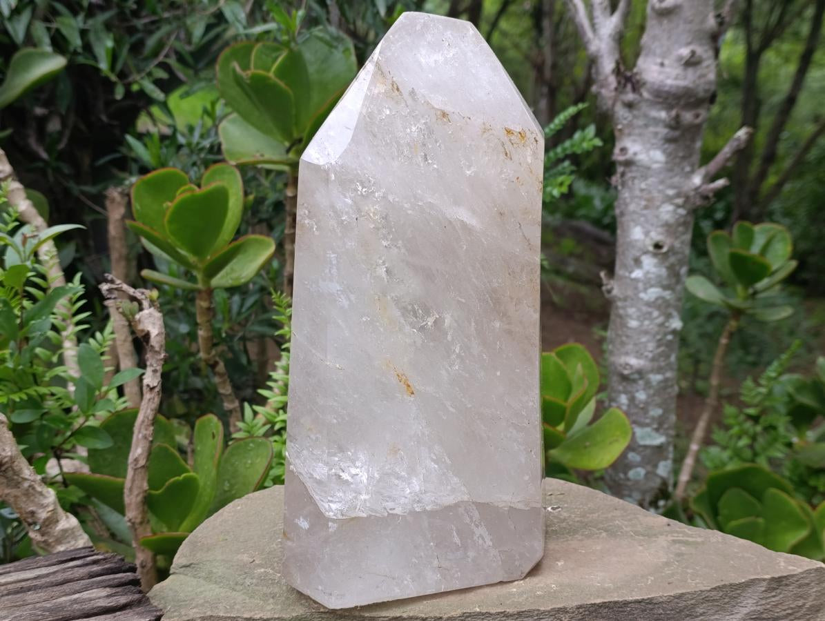 Polished XL Gold and Copper Rutile Quartz Crystal x 1 From Madagascar