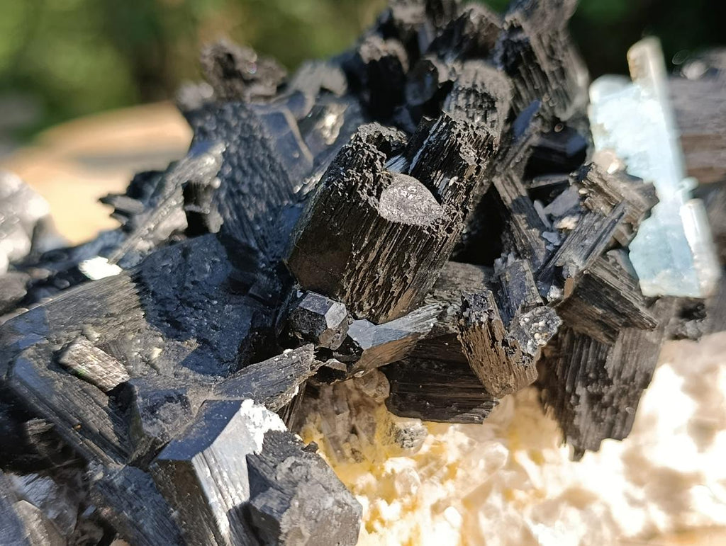 Natural Large Cluster of Gemmy Aquamarine and Black Tourmaline Specimen x 1 From Erongo, Namibia