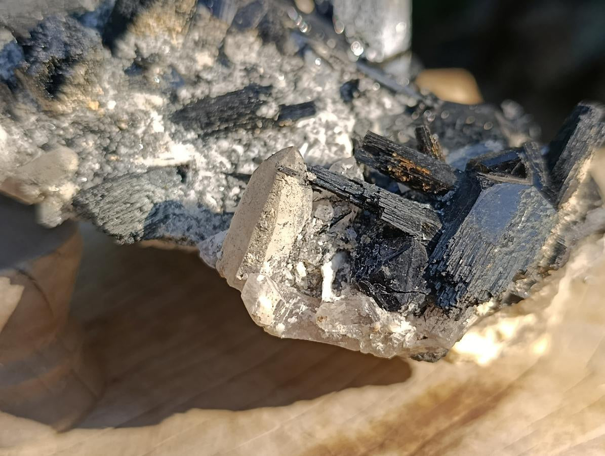 Natural Large Cluster of Gemmy Aquamarine and Black Tourmaline Specimen x 1 From Erongo, Namibia