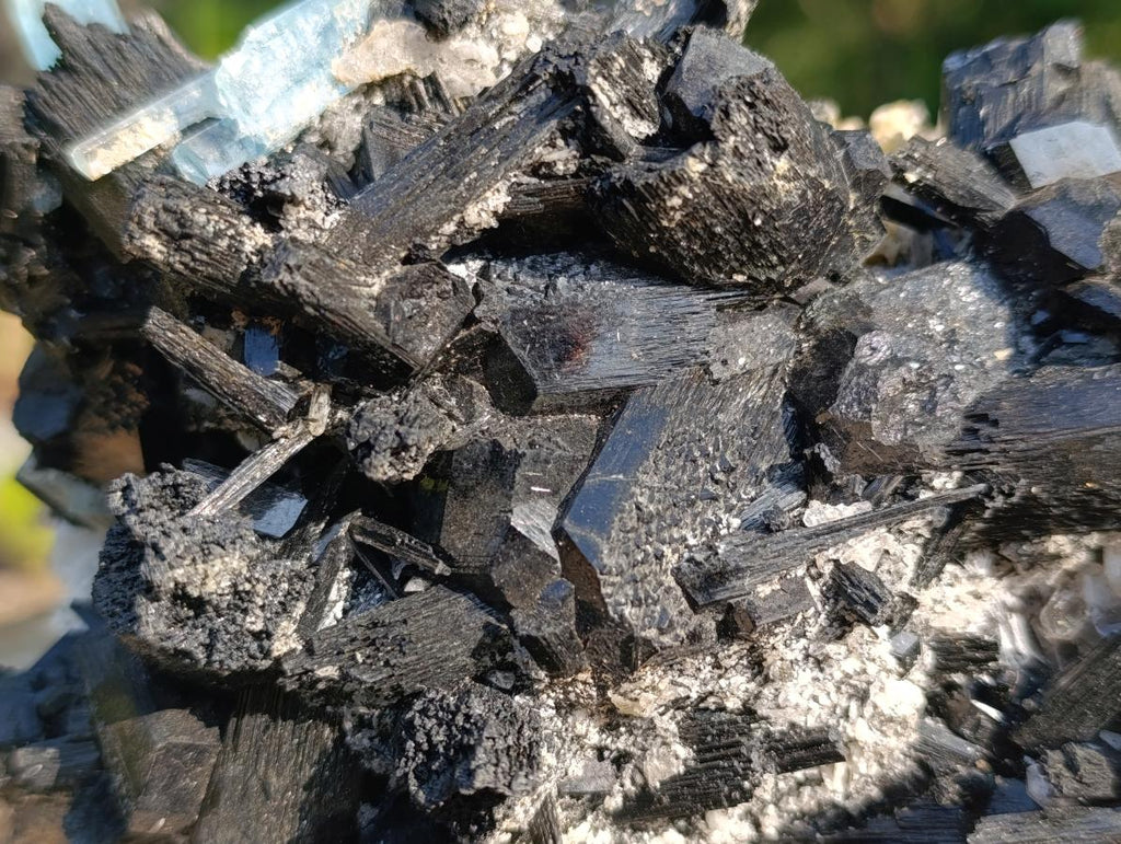 Natural Large Cluster of Gemmy Aquamarine and Black Tourmaline Specimen x 1 From Erongo, Namibia