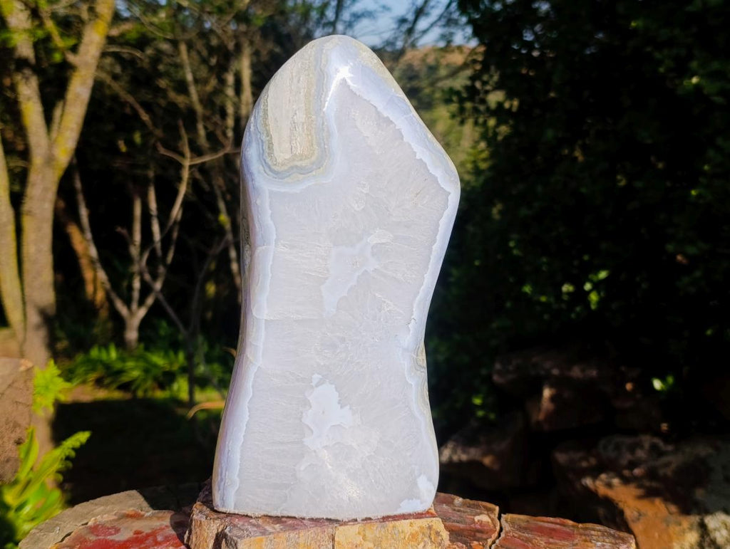 Polished Large Blue Lace Agate Standing Display Piece x 1 From Nsanje, Malawi