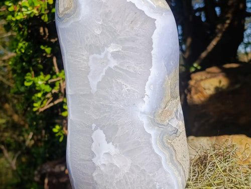 Polished Large Blue Lace Agate Standing Display Piece x 1 From Nsanje, Malawi